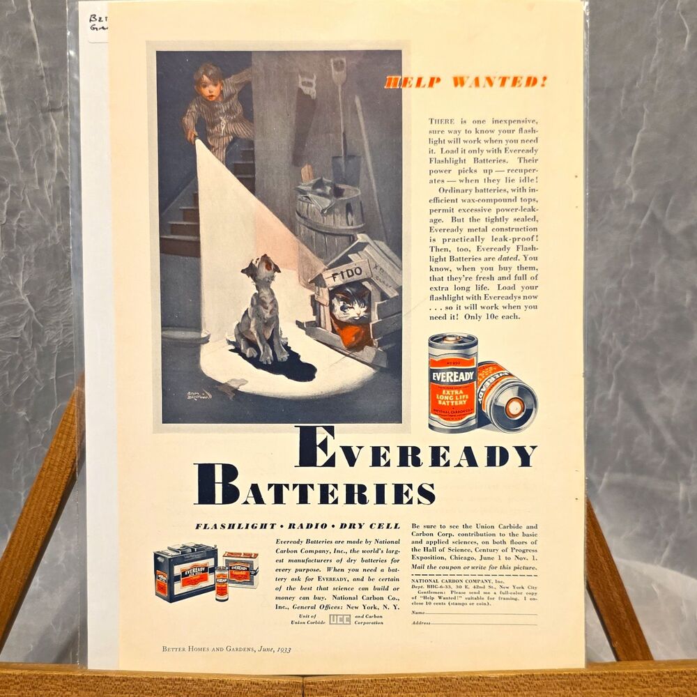 Eveready Batteries & Frigidaire Better Homes & Gardens June 1933 Print Ad